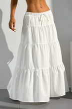 White Tie Waist A-Line Maxi Skirt image 2