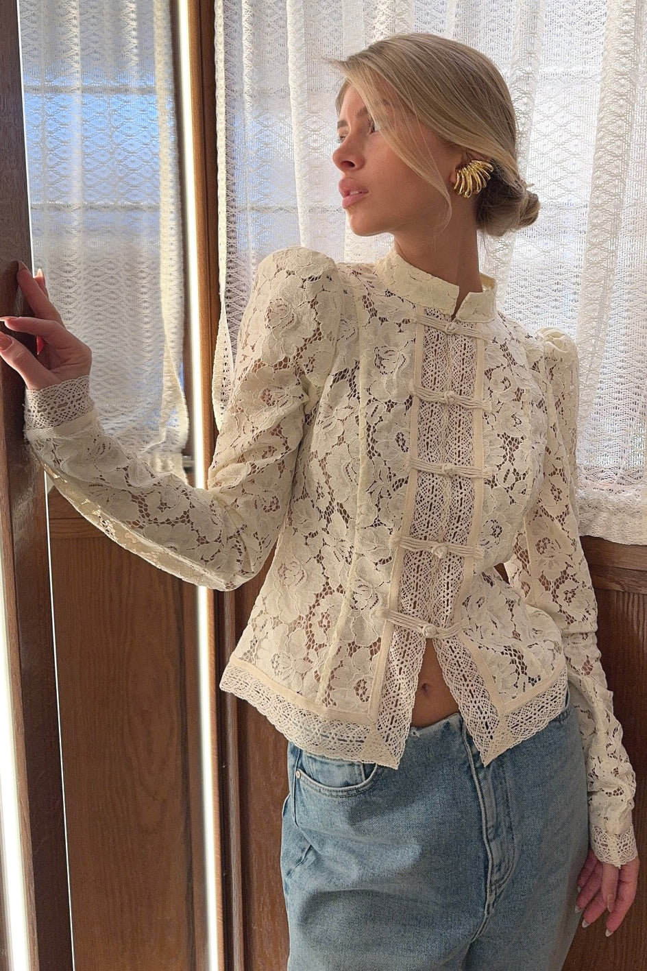 Vintage Lace Button Blouse image 1