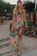 Polyester Printed Backless Cleavage Maxi Dress image 3