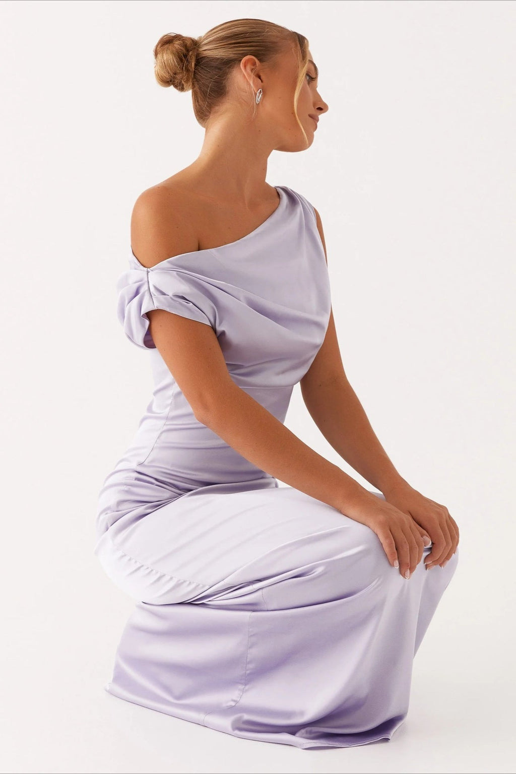 Solid Asymmetric Neckline Formal Dress image 17