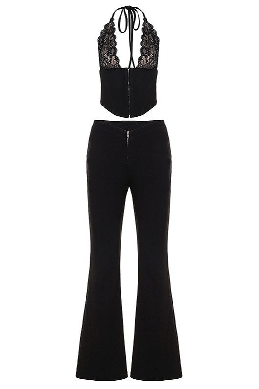 Lace Halter Slim Pant Two Piece Set image 4