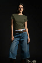 Minimalist Solid Crew Neck Slim Crop T-shirt image 11