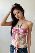 Chic Printed Halter Backless Bodycon Elegant Halter Top image 2