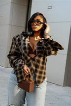 Plaid Collared Asymmetrical Chic Blouse image 4