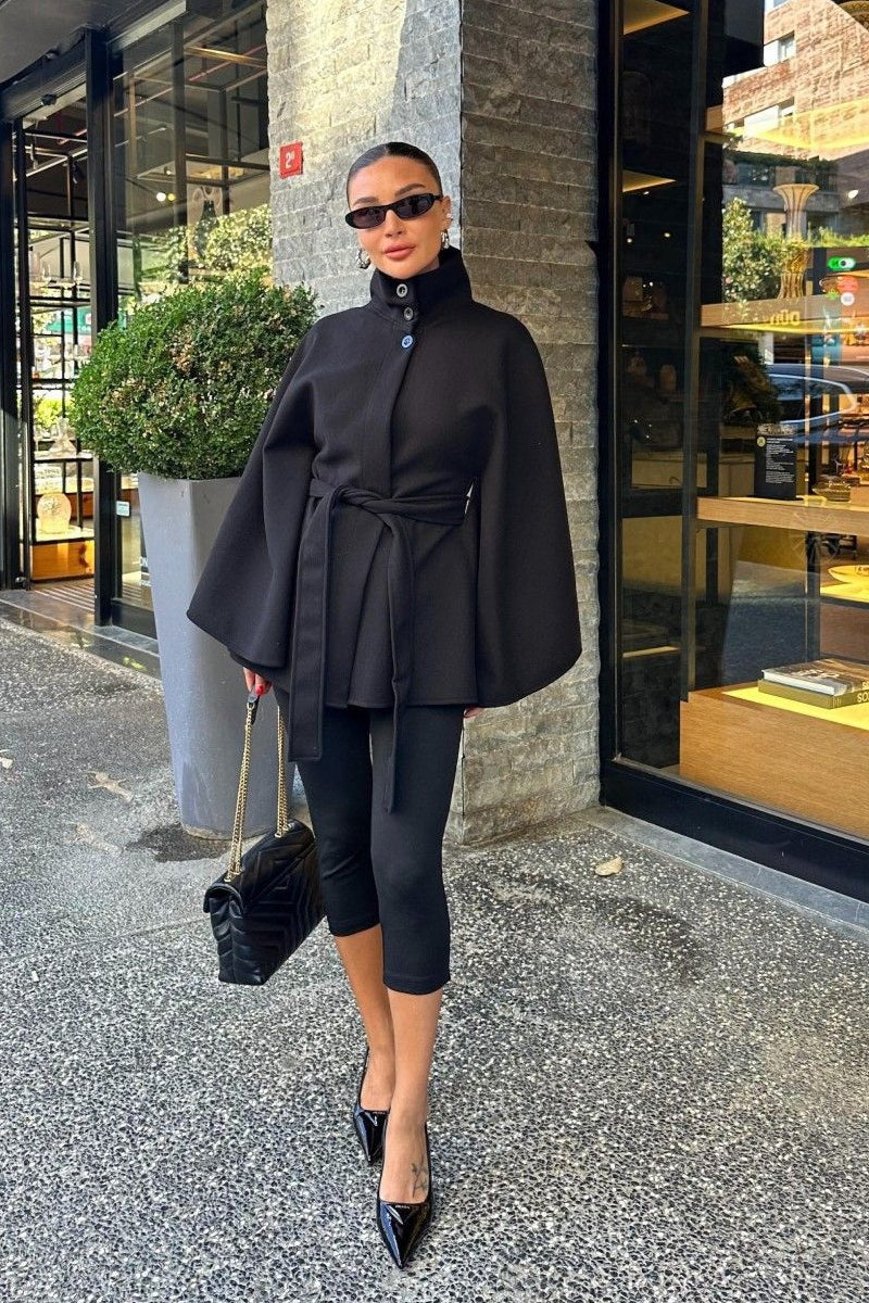 Elegant Stand Collar Belted High-Quality Coat image 2