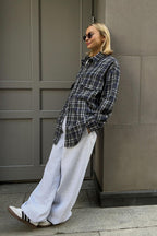 Plaid Striped Mid-Length Blouse image 9
