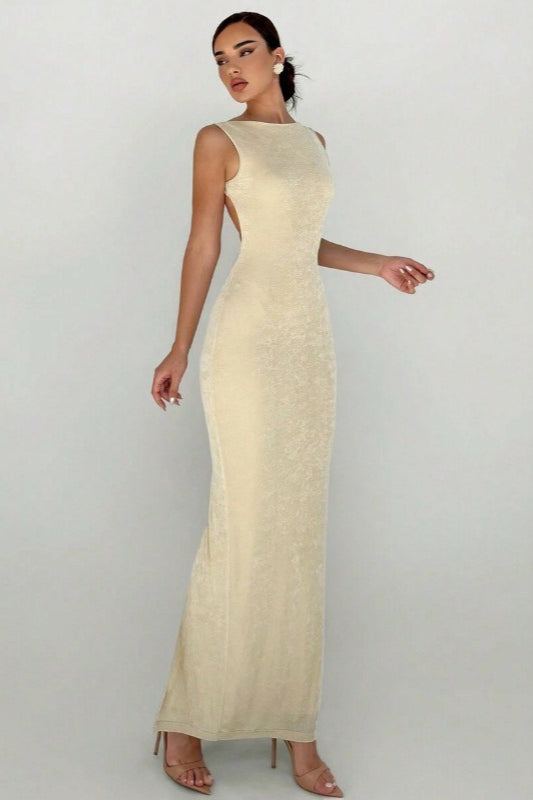Sleeveless Fitted Backless Split Maxi Dress image 3