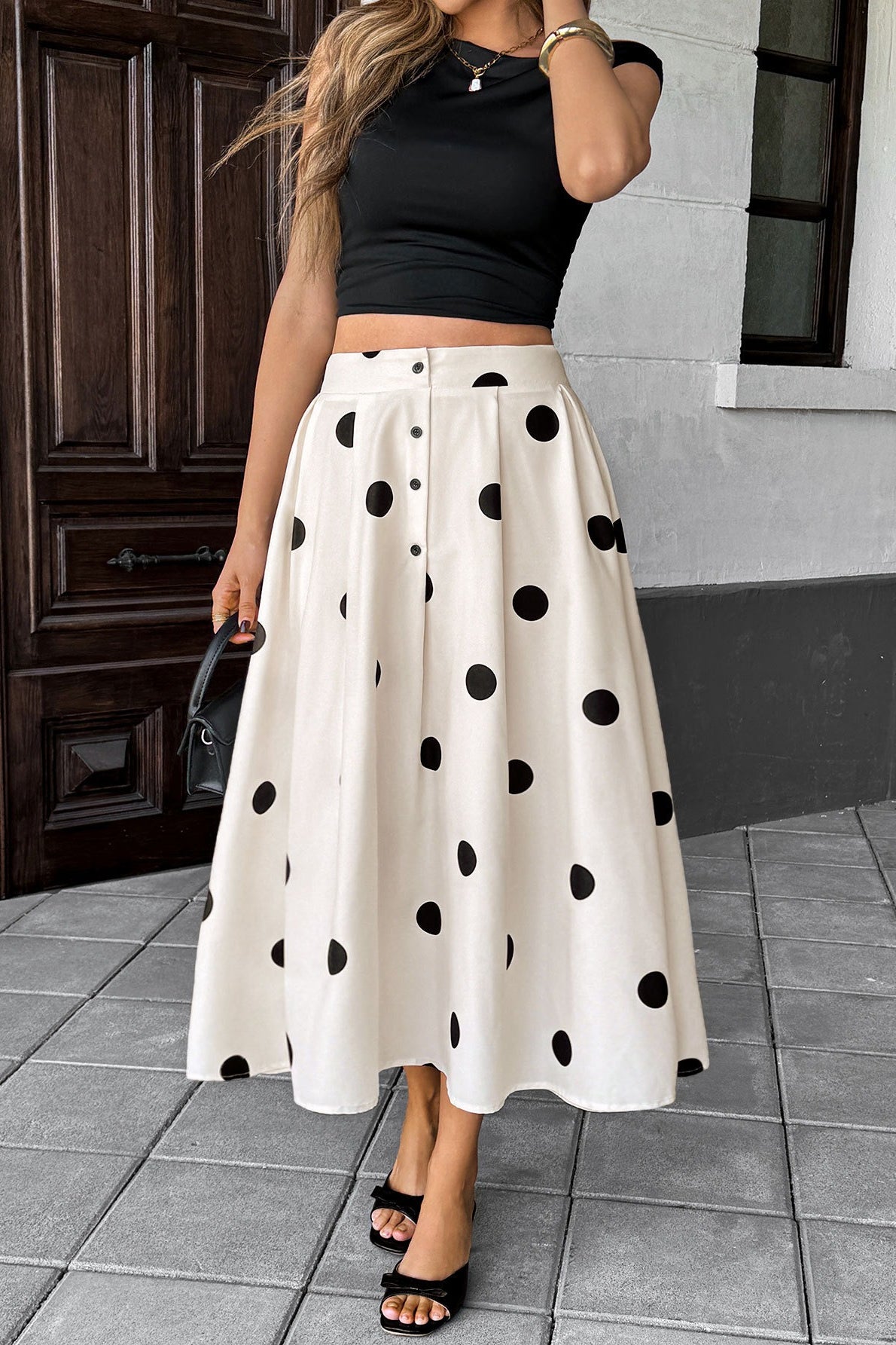 Polka Dot Elastic Waist Skirt image 4