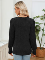 Rosalie Lace Ribbed Blouse detail view styled for Avrienne
