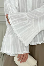 Elegant Jacquard Bell Sleeve Loose Blouse image 4