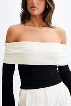 Off-Shoulder Fitted Knit Sweater image 4
