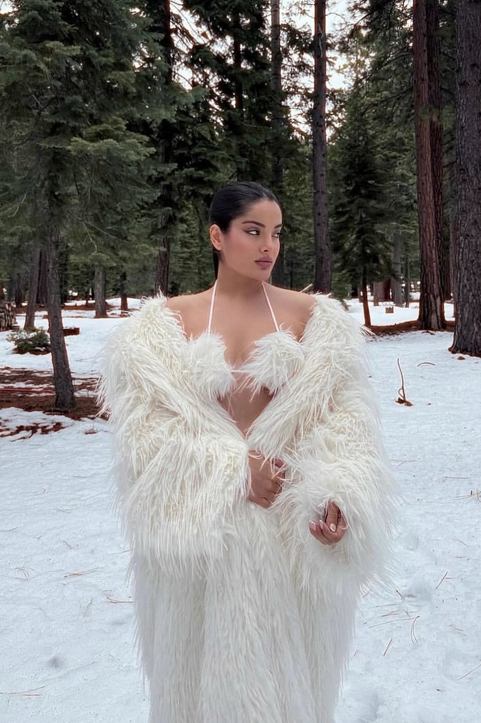 Faux Fur Extended Thick Warm Overcoat image 4