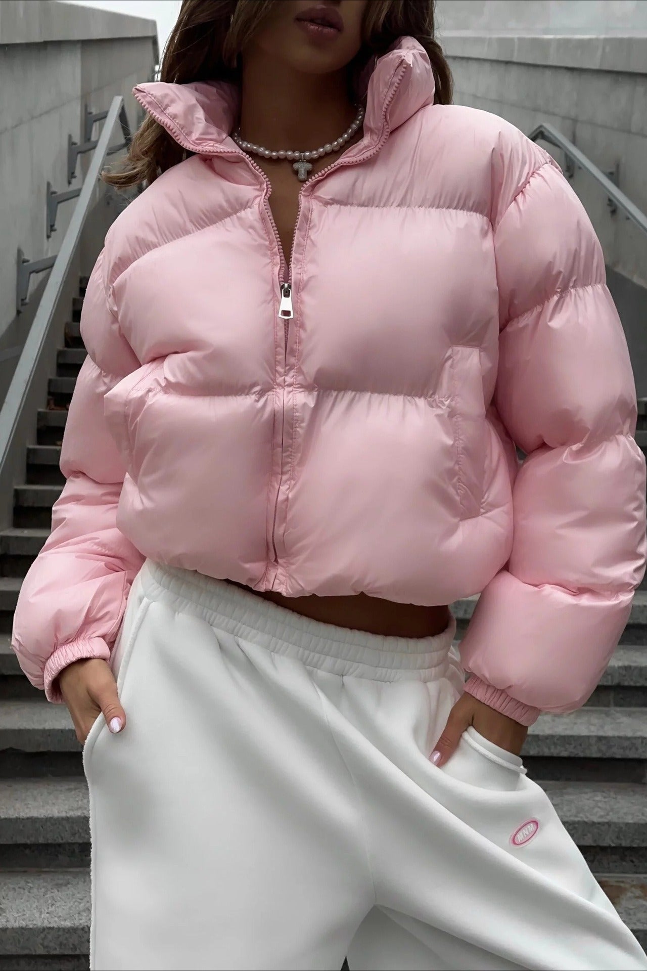 Essential Cropped Puffy Puffer Jacket image 9