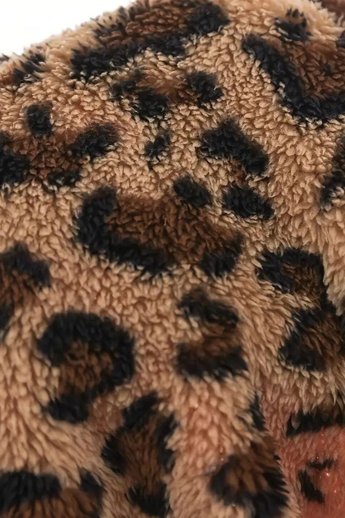 Elegant Leopard Print Hooded Zip-Up Coat image 4