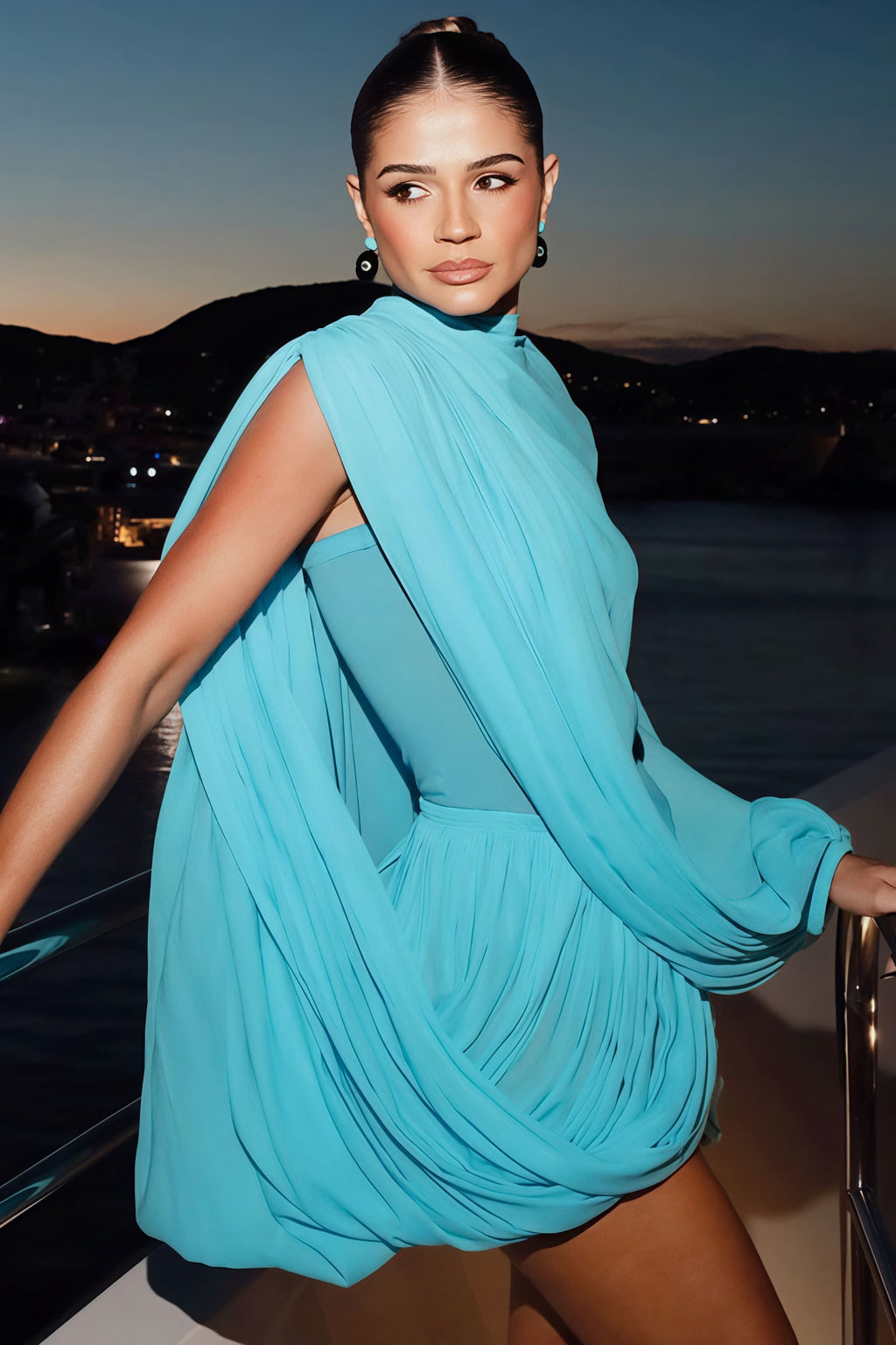 Solid Elegant Draped Bandeau Skirt Set image 2
