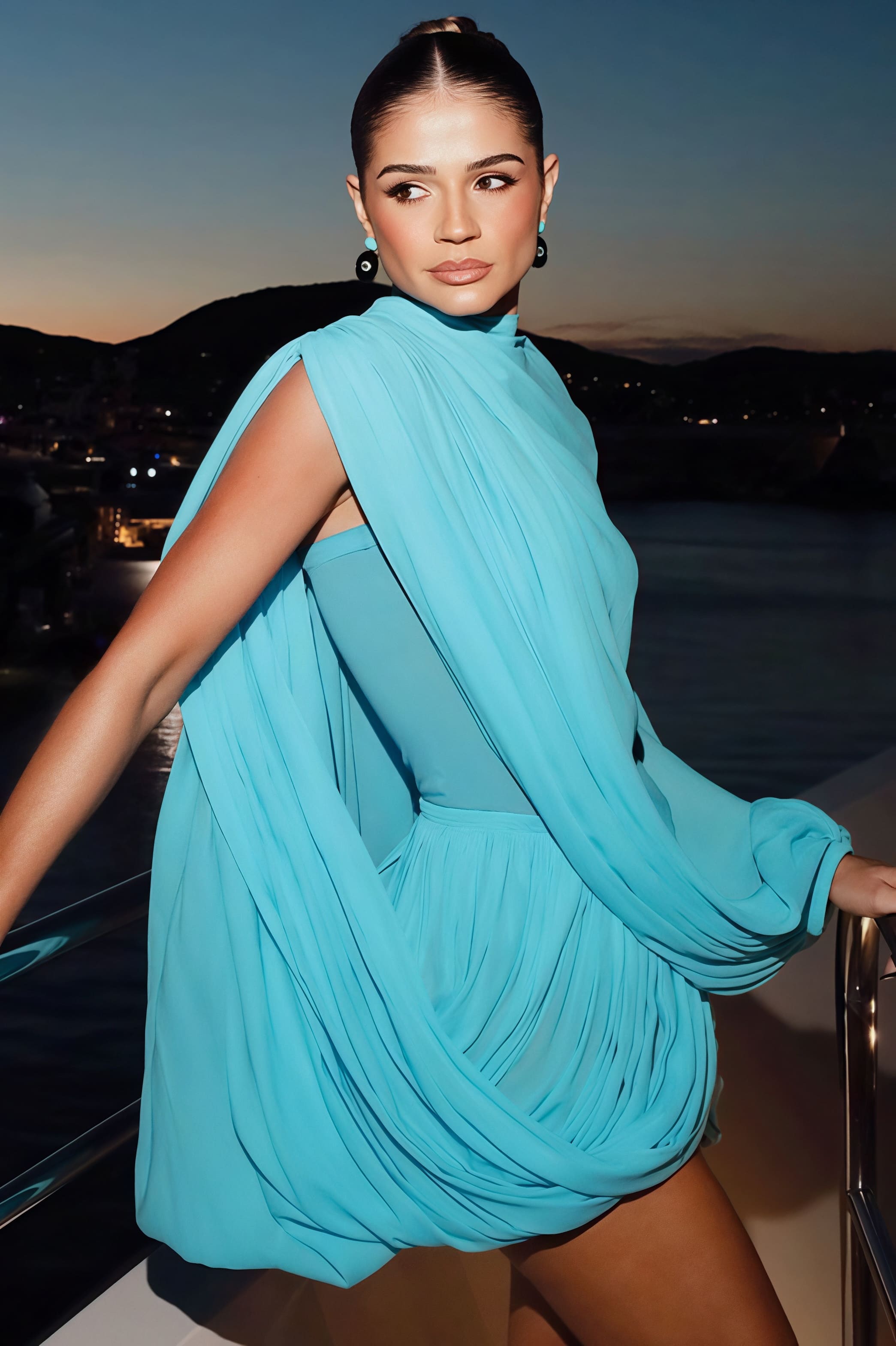 Solid Elegant Draped Bandeau Skirt Set image 2
