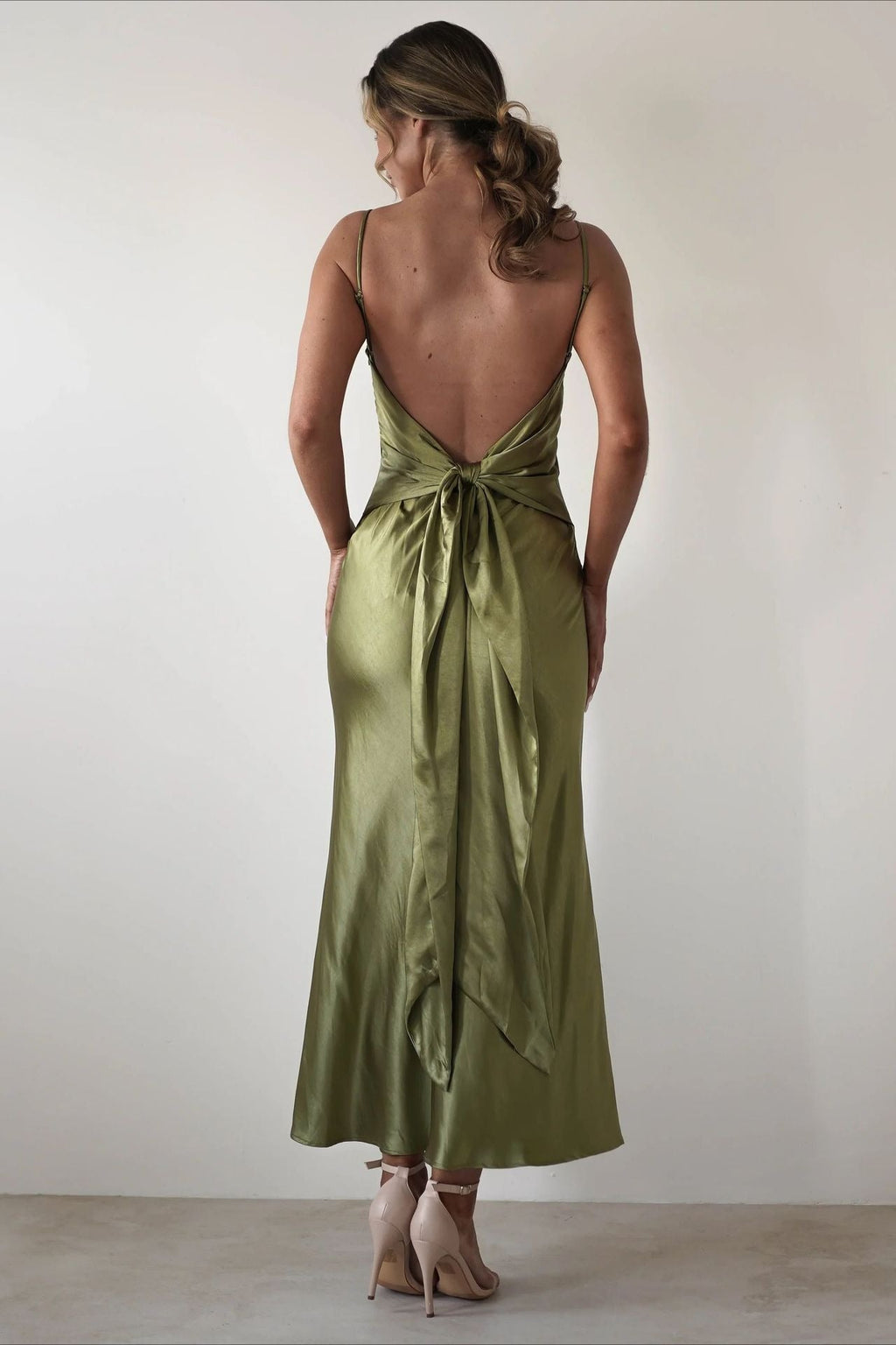 Satin Backless Tie Party Dress image 16