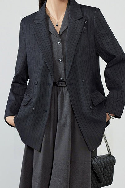 Elegant Striped Notch Blazer image 3