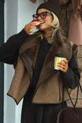 Brown Faux Fur Loose Fit Coat image 2