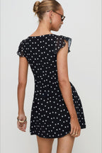 Polka Dot Mesh A-Line Mini Dress image 3