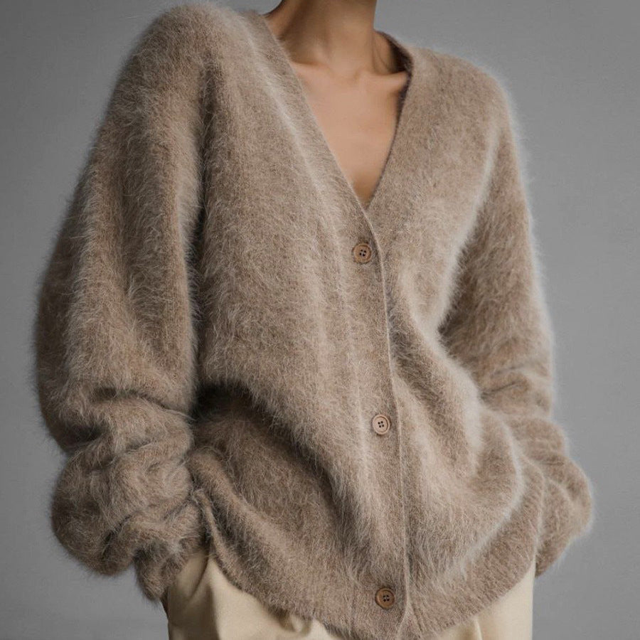 V-Neck Mink Wool Knit Cardigan image 5