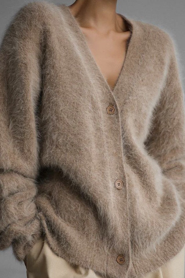 Faux Fur Blend V-Neck Cardigan image 1