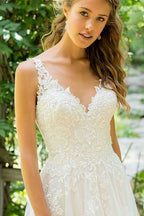 Lace Deep Backless Train Wedding Dress image 3