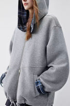 Checked Patchwork Casual Hoodie image 3
