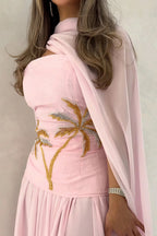 Elegant Chiffon Cape Beaded Maxi Dress image 3