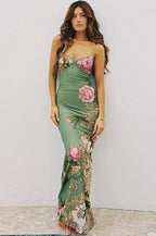 Elegant Spaghetti Strap Maxi Floral Dress image 2