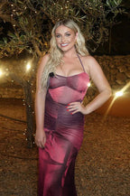 Mesh Floral Ruched Backless Maxi Dress image 4