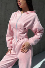 Hooded Drawstring Two Piece Pants Set image 5