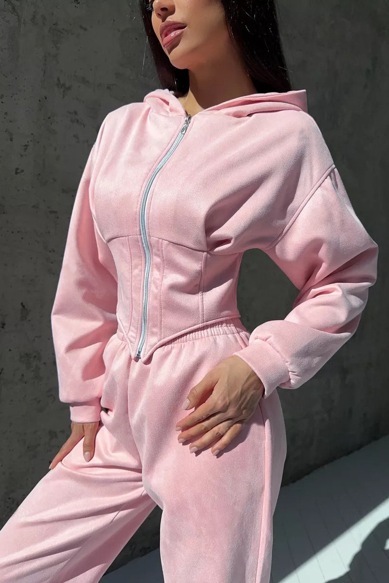 Hooded Drawstring Two Piece Pants Set image 5