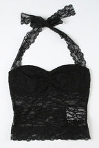 Ruched Tie Lace Sexy Slim Halter Top image 5