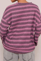 Relaxed Elegant Striped Knit Pullover Blouse image 6