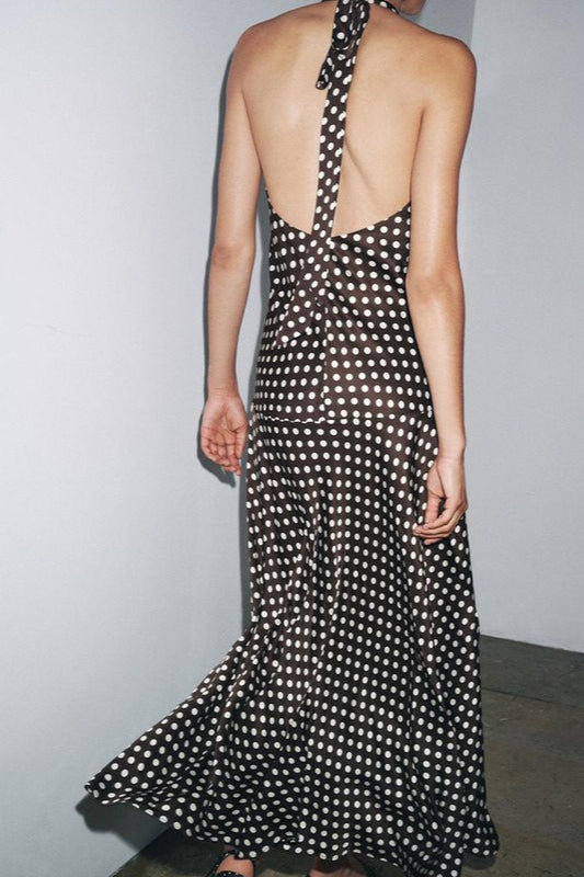 Polka Dot Halter Neck Maxi Dress image 4
