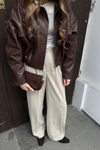 Retro Brown PU Leather Jacket image 2