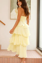 Fashion Strapless Backless Ruffle Tiered Midi Dress image 7