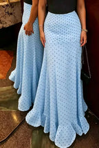 High Waist Polka Dot Hip Long Skirt image 5