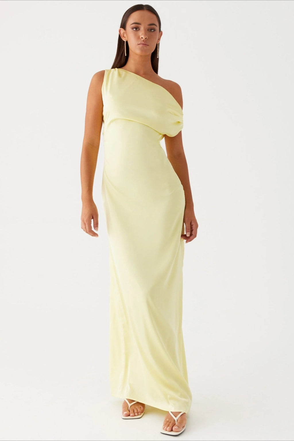 Solid Asymmetric Neckline Formal Dress image 9
