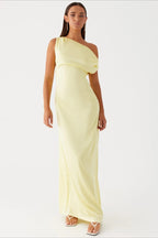 Solid Asymmetric Neckline Formal Dress image 9
