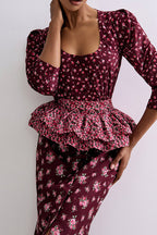 Square Neck Digital Print Ruffled Belt Floral Dress image 5