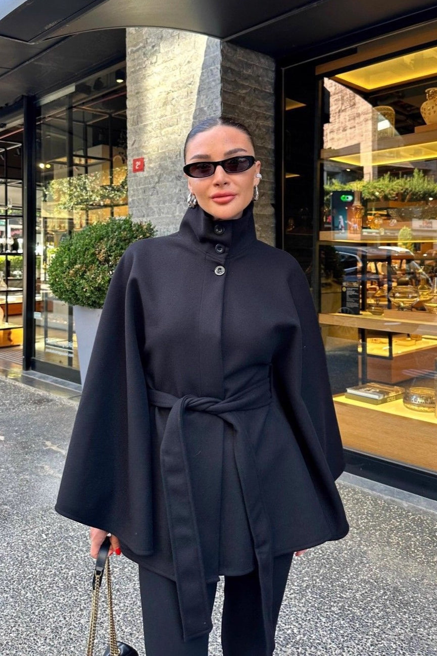 Elegant Stand Collar Belted High-Quality Coat image 3