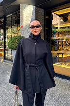 Elegant Stand Collar Belted High-Quality Coat image 3