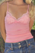 Lace Panel V Neck Sheer Cami Top image 1