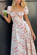 Puff Sleeve Vintage Elegant Floral Dress image 1