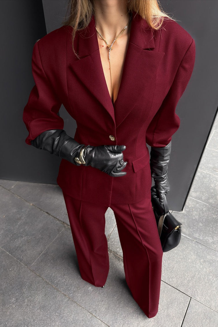 Vintage Polished Lapel Tailored Button Two Piece Set image 5