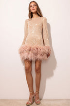 Backless Sequin Feather Mini Dress image 8