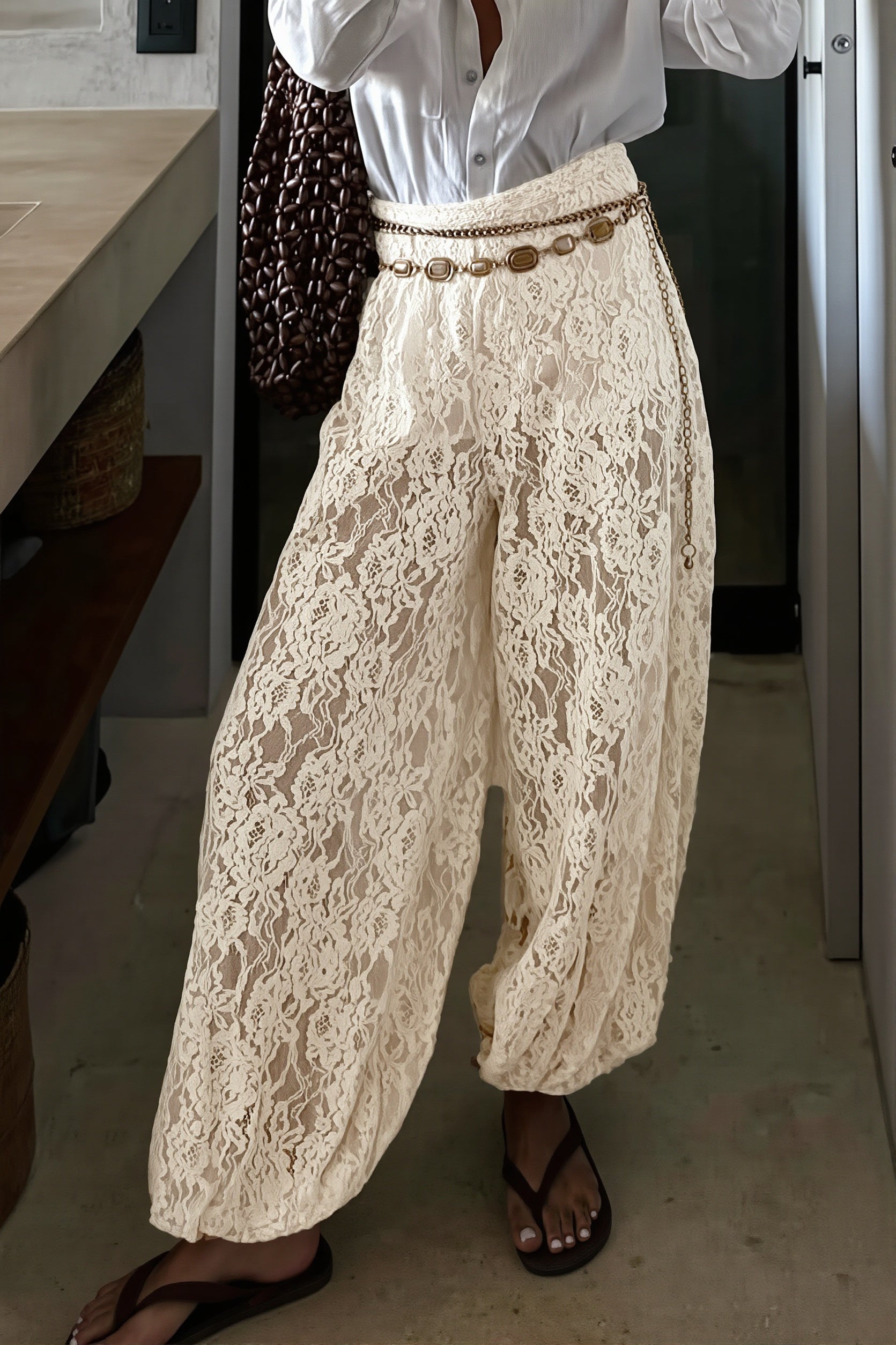 Elegant Lace Harem Pants image 1