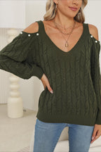 Deep V Sexy Off-Shoulder Loose Pullover Sweater image 3
